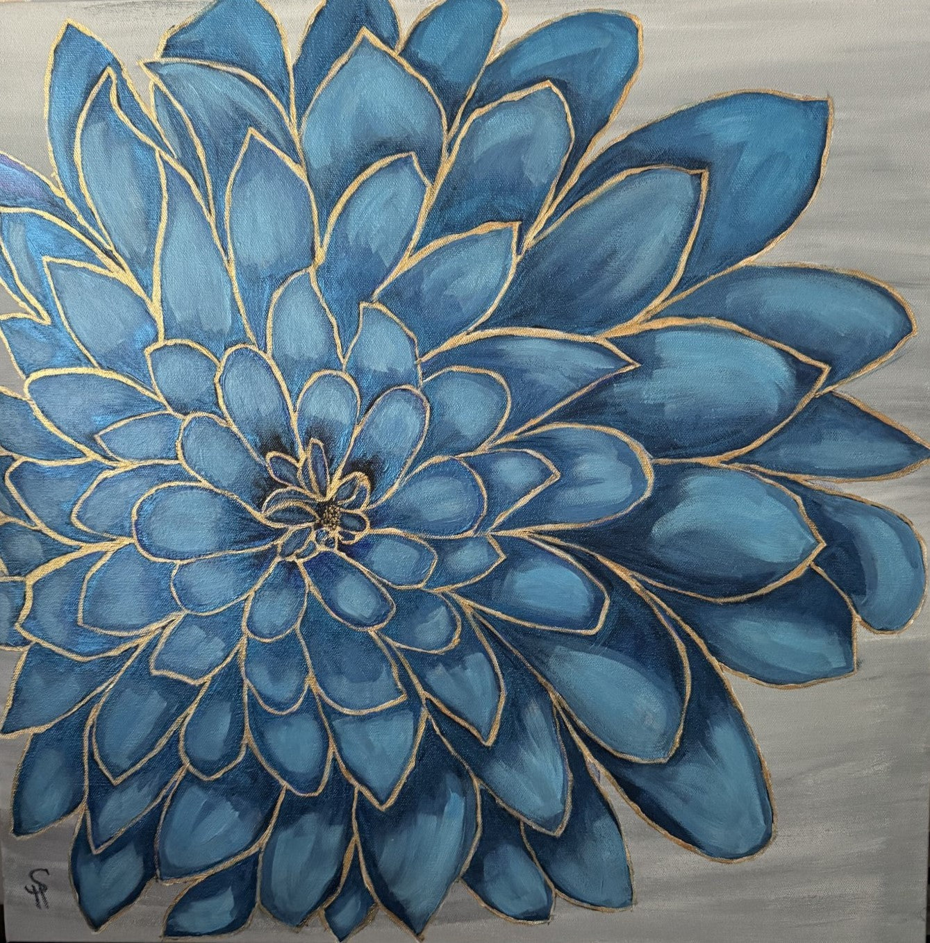 Blue Flower trimmed in Gold